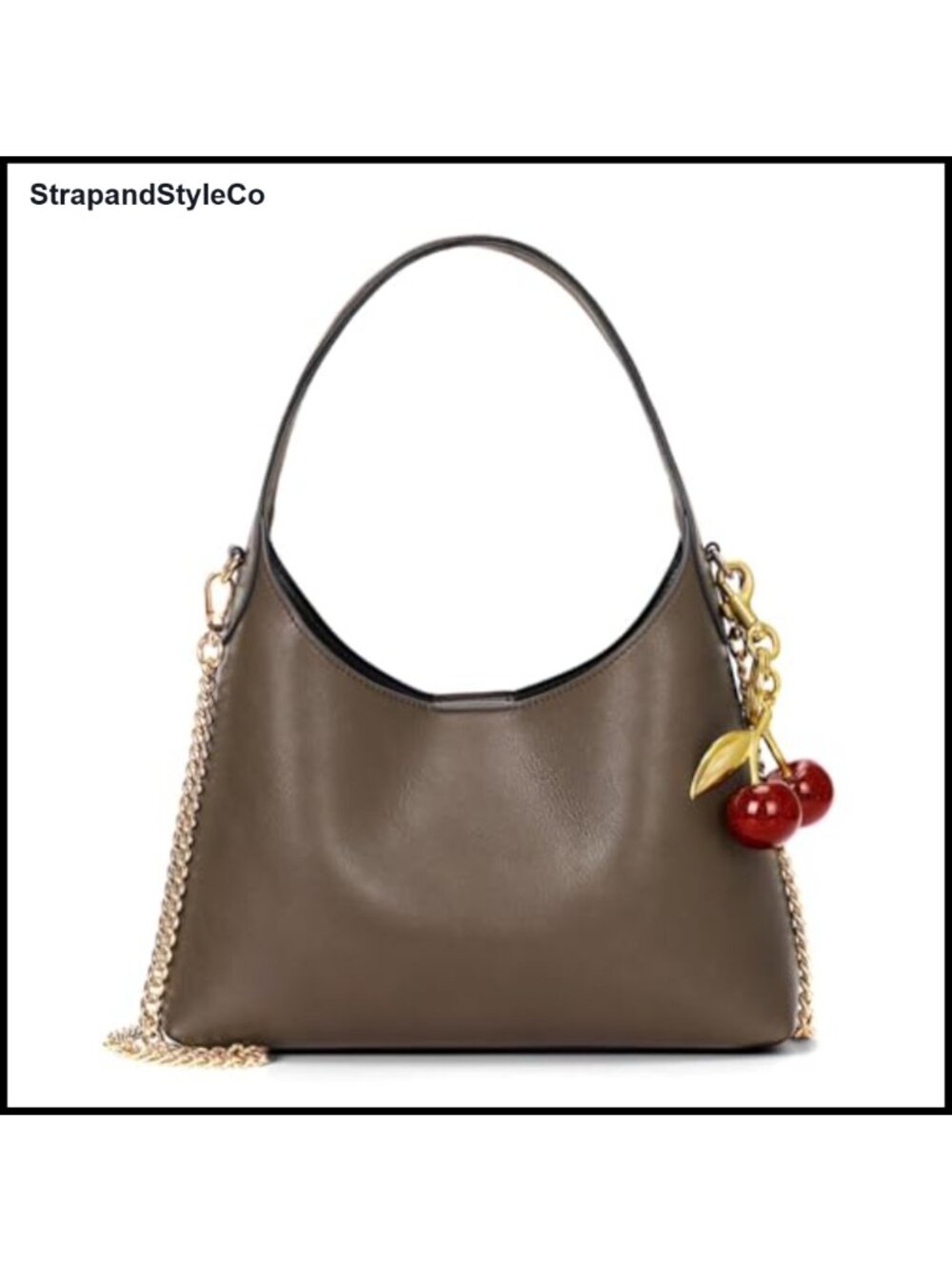 Faux Leather Small Hobo Shoulder Bag Detachable Chain Strap Magnetic Closure